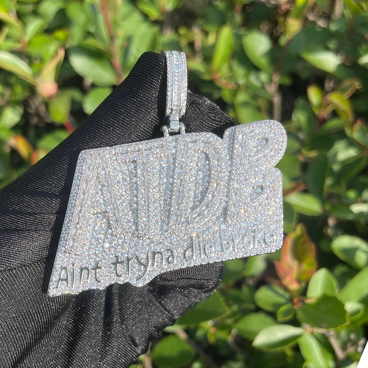 Bubble Letter Iced Out Necklace for Men Prong Setting Pendant Cubic Zirconia Real Gold Plated Hip Hop Jewelry