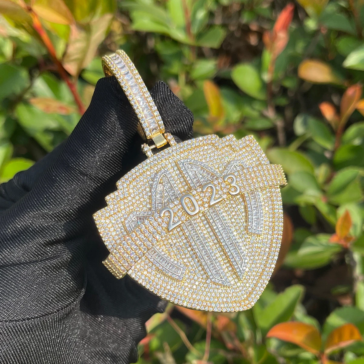 Bubble Letter Iced Out Necklace for Men 2023 Prong Setting Pendant Cubic Zirconia Hip Hop Jewelry