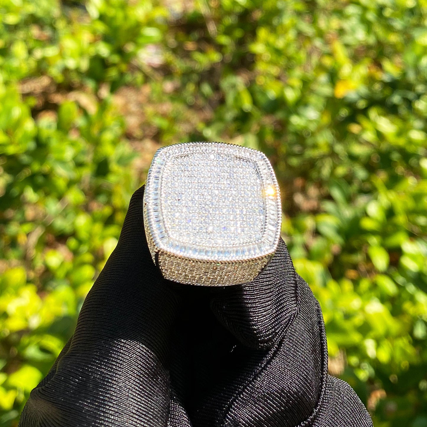 Bubble Letter Iced Out Ring for Men Real Gold Plated Cubic Zirconia Hip Hop Jewelry