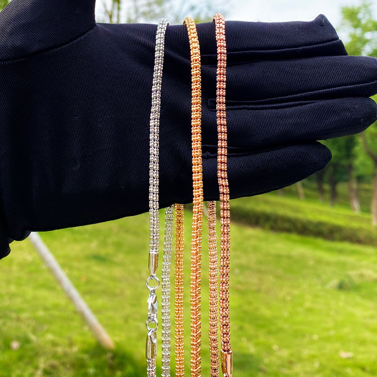 Bubble Letter Round Snake Link Necklace Choker for Women Real Gold Plated Hip Hop Jewelry