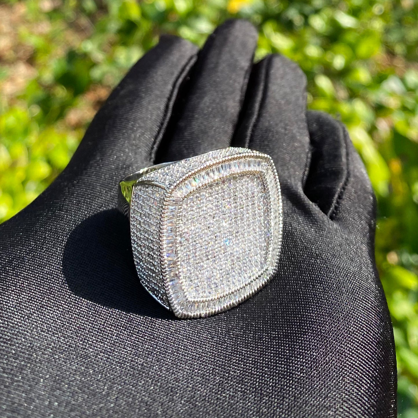 Bubble Letter Iced Out Ring for Men Real Gold Plated Cubic Zirconia Hip Hop Jewelry