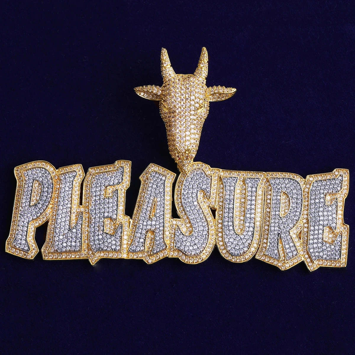 Bubble Letter Iced Out Goat Bail Custom Name Necklace Pendant for Men Personalized Charm Real Gold Plated Hip Hop Jewelry