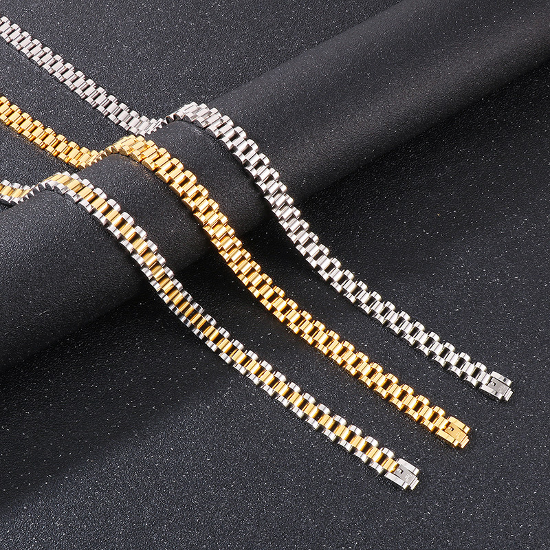 Bubble Letter Stainless Steel Watch Link Chain for Men Necklace Choker PVD Plate Hip Hop Jewelry