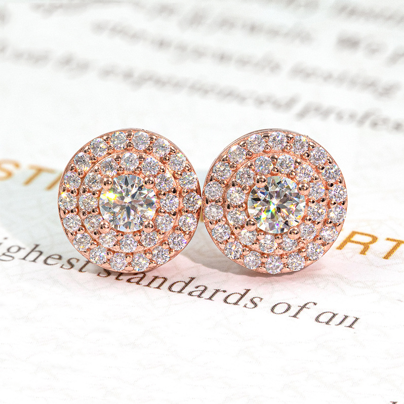Bubble Letter Silver Moissanite VVS Stud Earring for Men Hip Hop Jewelry