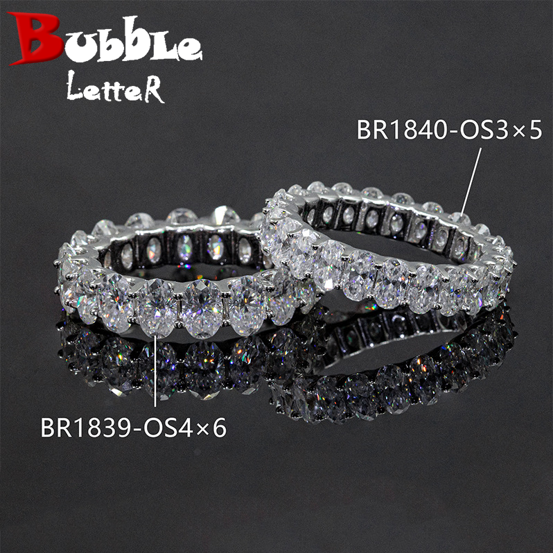 Bubble Letter Silver Moissanite VVS Oval Ring for Men Hip Hop Jewelry
