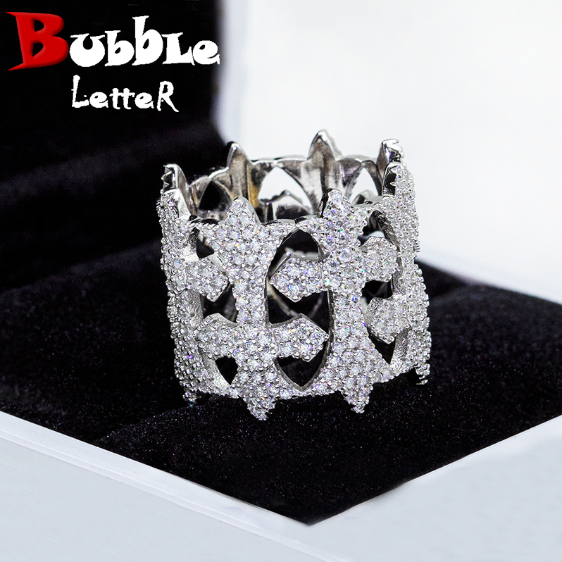 Bubble Letter Silver Moissanite VVS All Cross for Men Hip Hop Jewelry