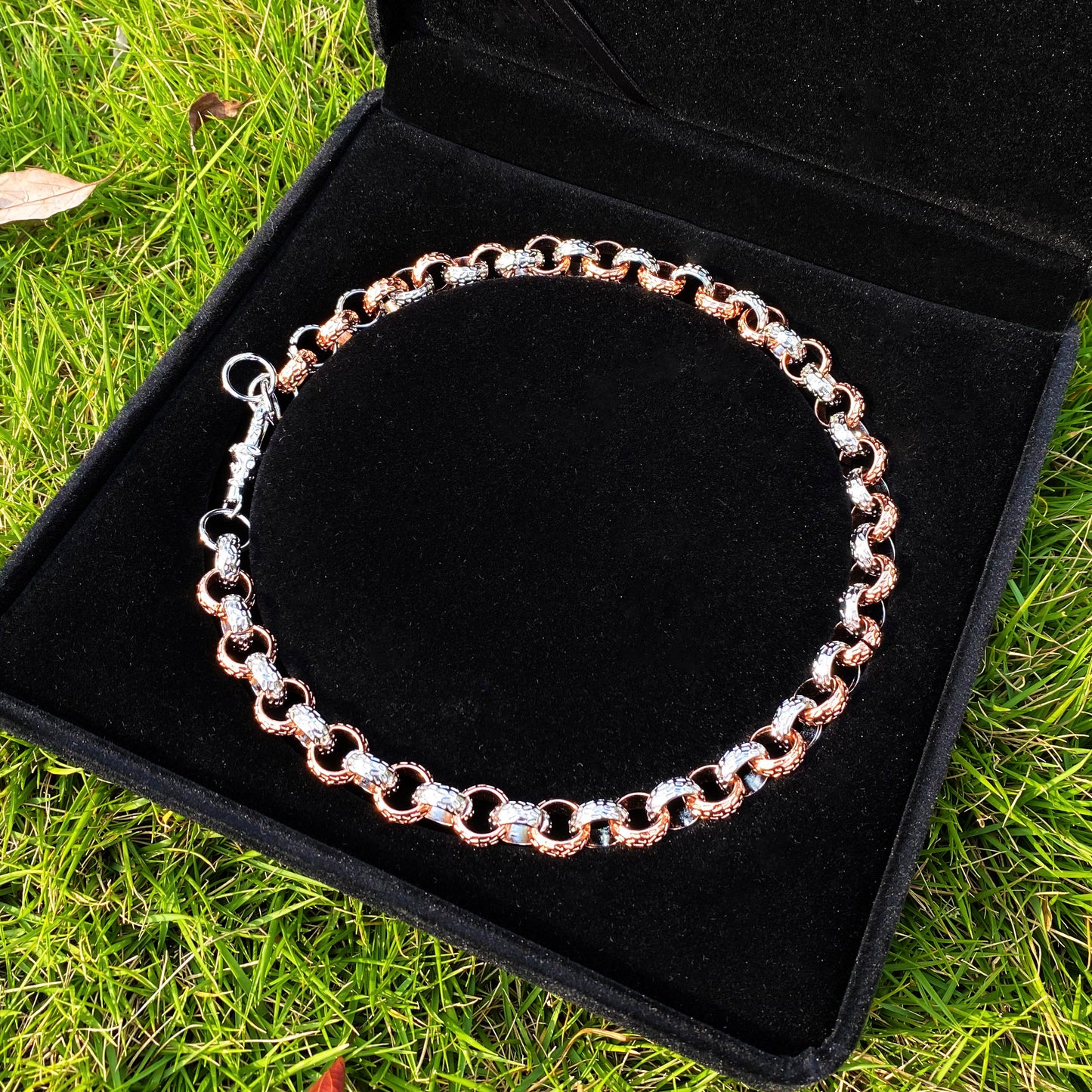 Bubble Letter Cuban Link Chain Necklace Choker for Men Real Copper Hip Hop Jewelry