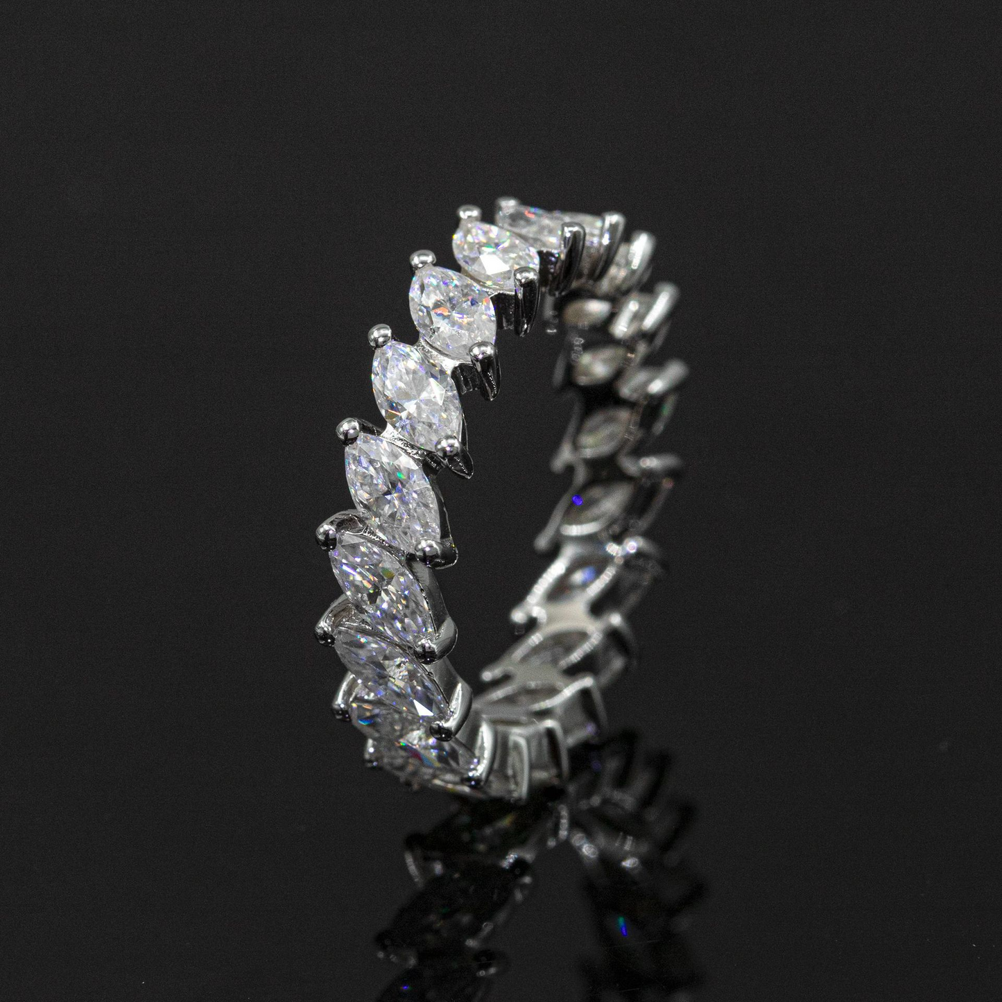 Bubble Letter Silver Moissanite VVS Leaf Shape Ring for Women Hip Hop Jewelry