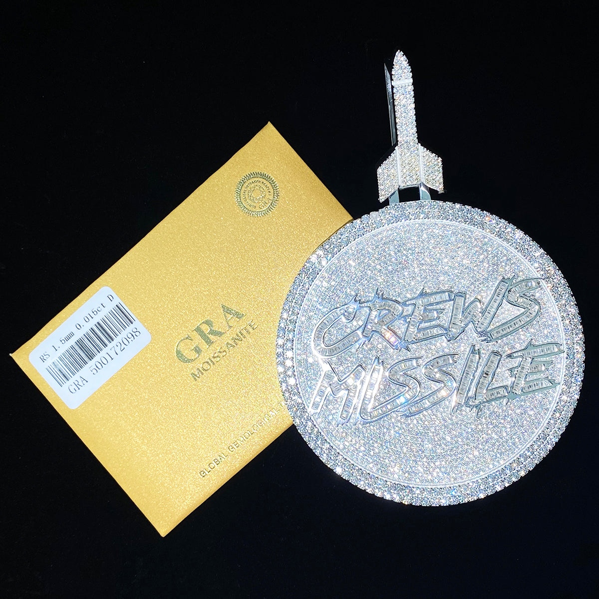 Bubble Letter Sterling Silver 925 VVS Moisanite Iced Out Big Solid Disc Rocket Bail Necklace Pendant for Men Hip Hop Jewelry