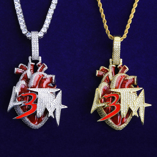 Bubble Letter Iced Out Colgante L3tra Grande Oro Blanco Necklace Pendant for Men 5A Cubic Zirconia Gold Plated Hip Hop Jewelry