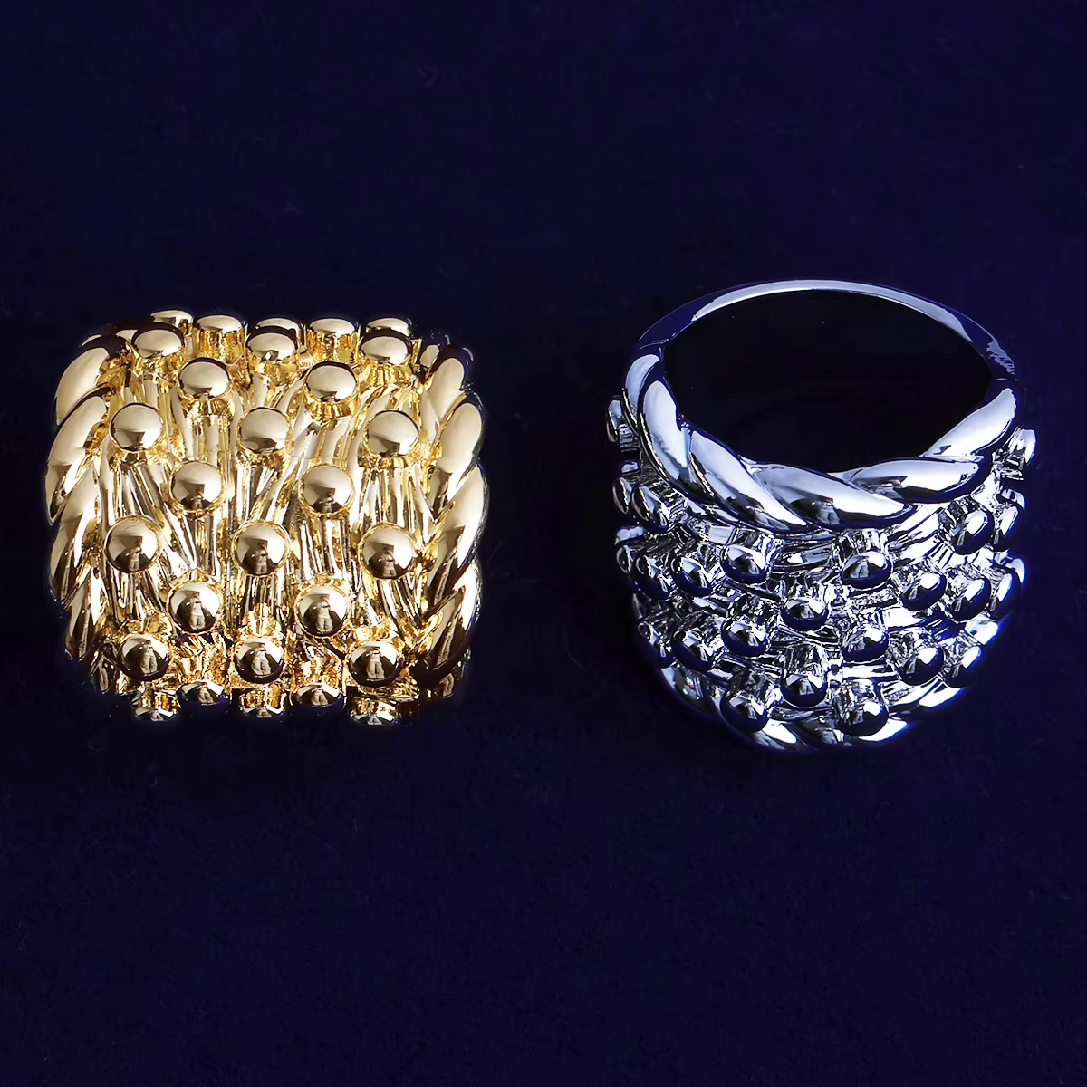 Bubble Letter Iced Out Nugget Ring for Men Real Gold Plated Cubic Zirconia Hip Hop Jewelry