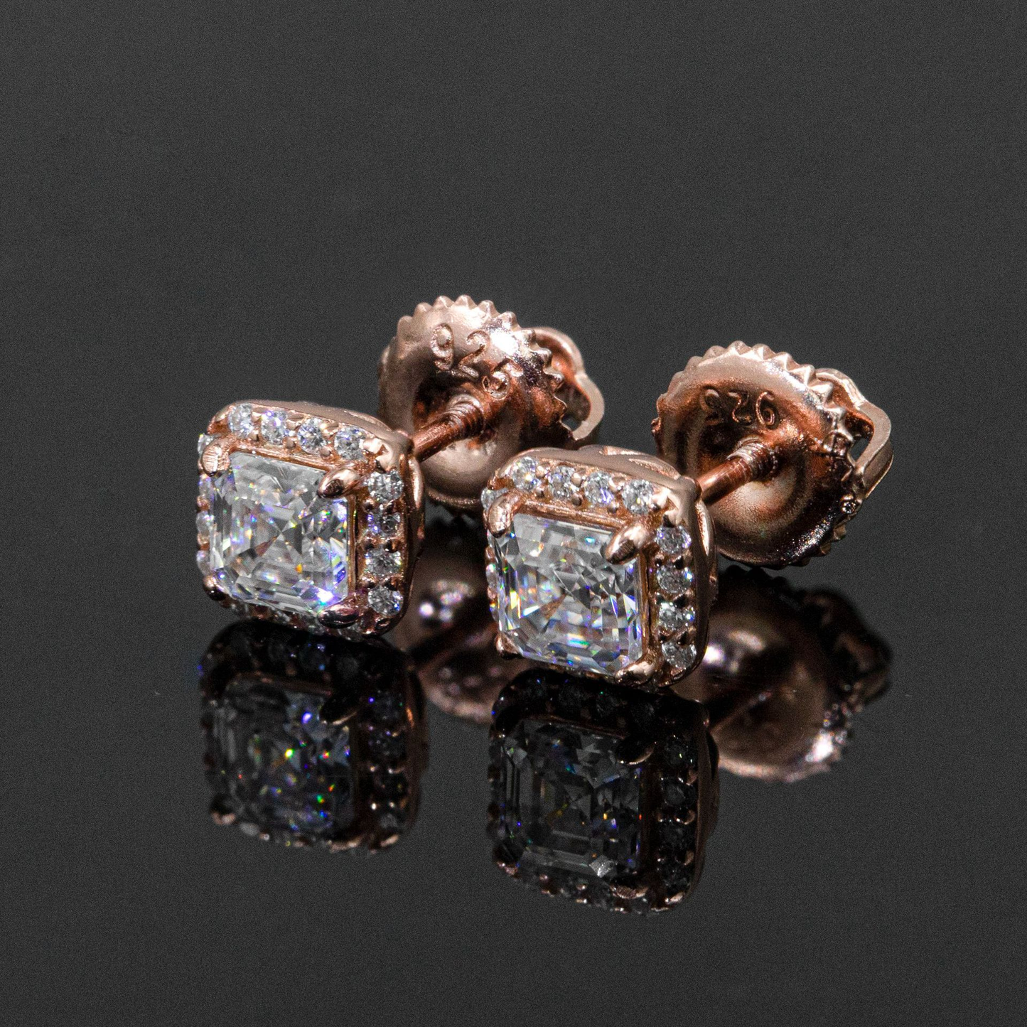 Bubble Letter Silver Moissanite Square Baguette Stud Earring for Men Hip Hop Jewelry