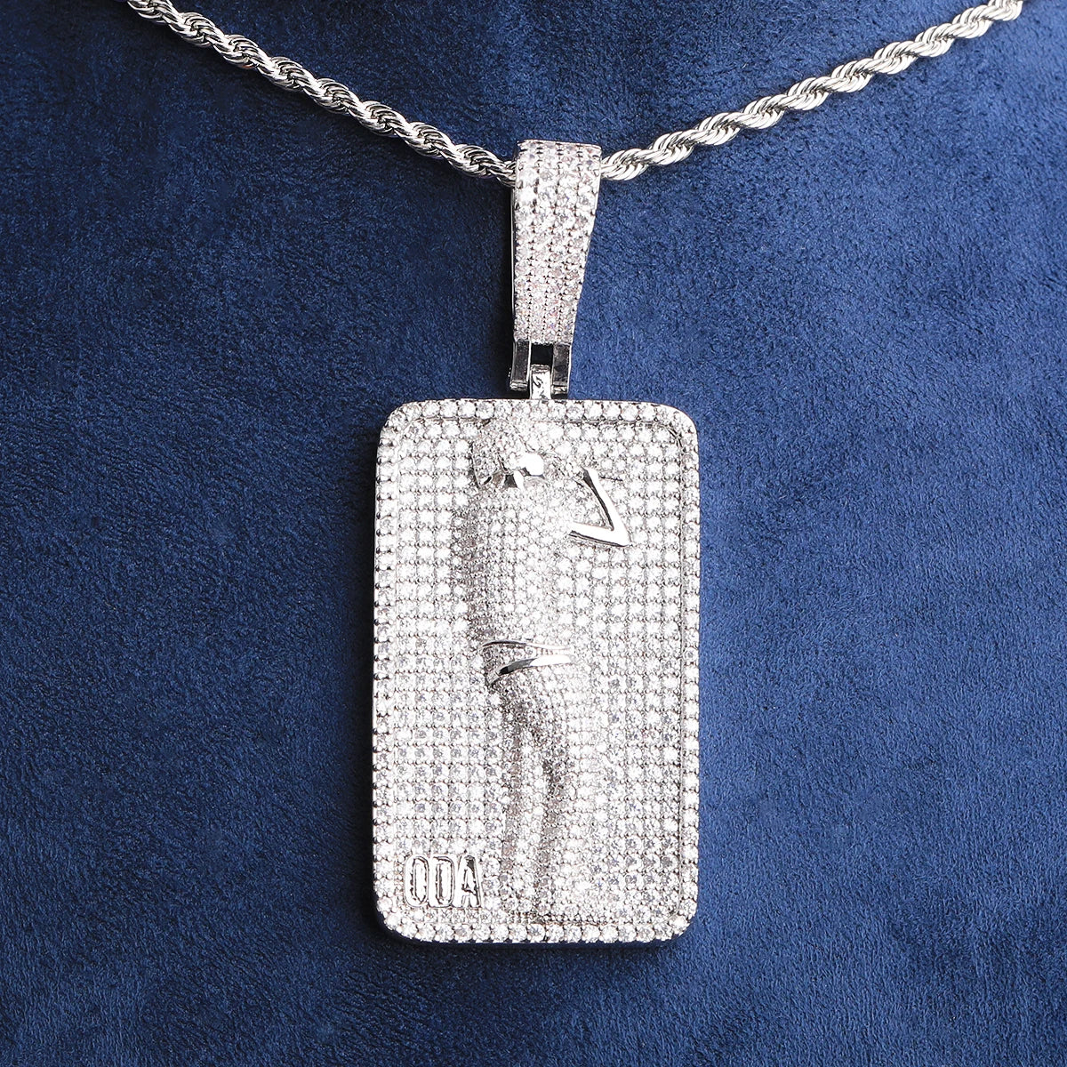 Bubble Letter Iced Out Dog Tag Singer Necklace Pendant for Men Real Gold Plated 5A Grade Hip Hop Jewelry