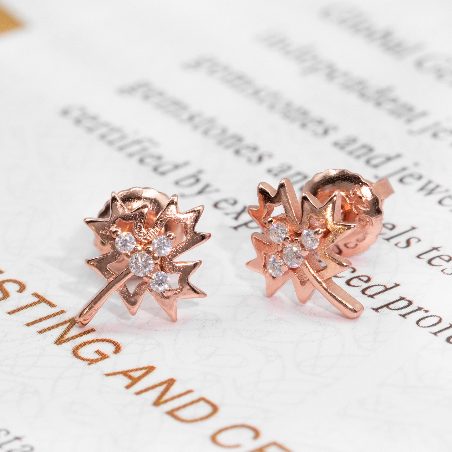 Bubble Letter Silver Moissanite VVS Maple Leaf Stud Earring for Men Hip Hop Jewelry