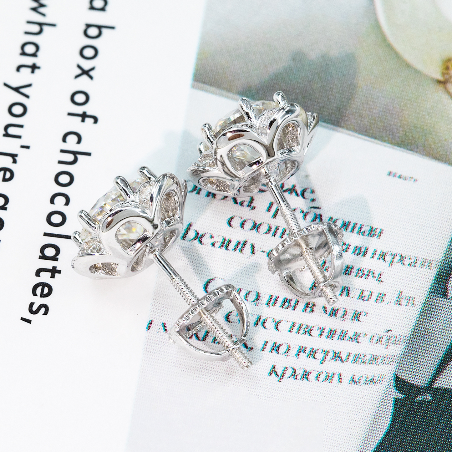 Bubble Letter Silver Moissanite VVS Sun Flower Stud Earring for Men Hip Hop Jewelry