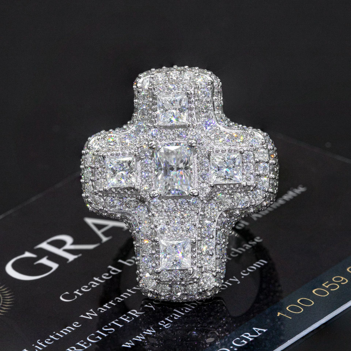 Bubble Letter Silver Moissanite VVS Baguette Cross for Men Hip Hop Jewelry