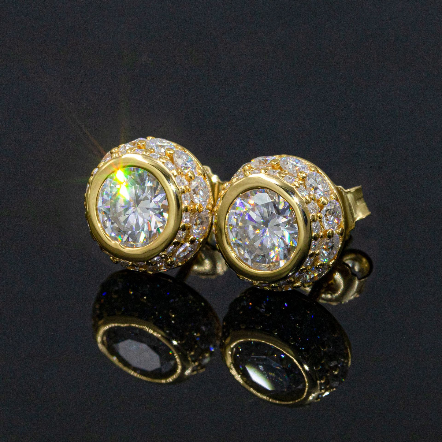 Bubble Letter Silver Moissanite VVS Round Stud Earring for Men Hip Hop Jewelry