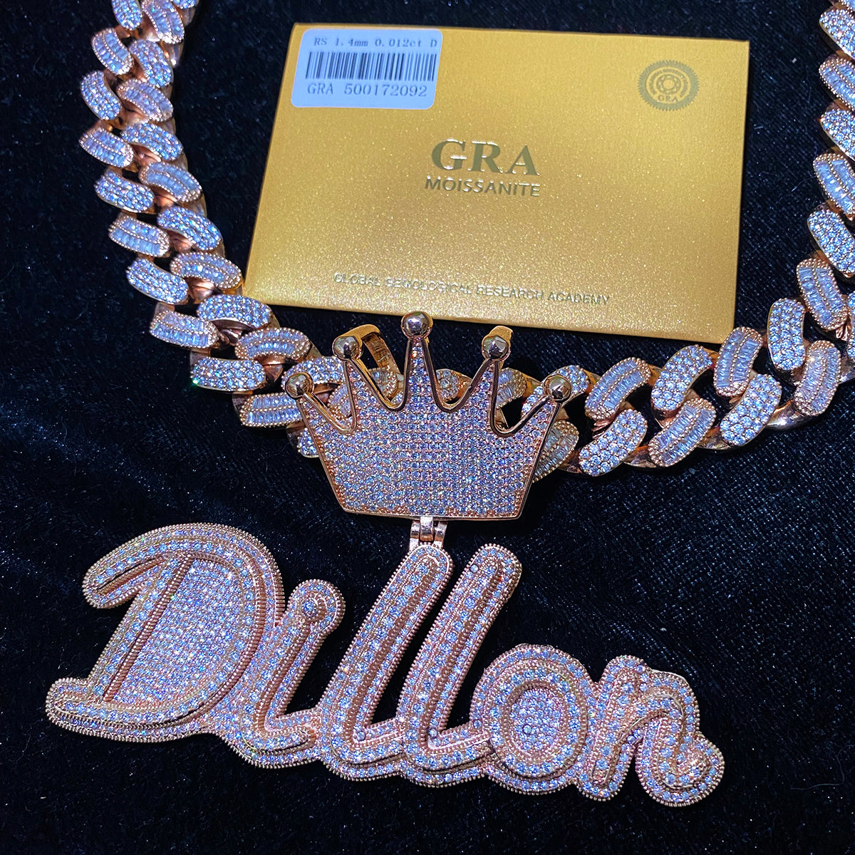 Bubble Letter Silver 925 Moissanite Iced Out Custom Name Necklace Pendant for Women Crown Bail Hip Hop Jewelry