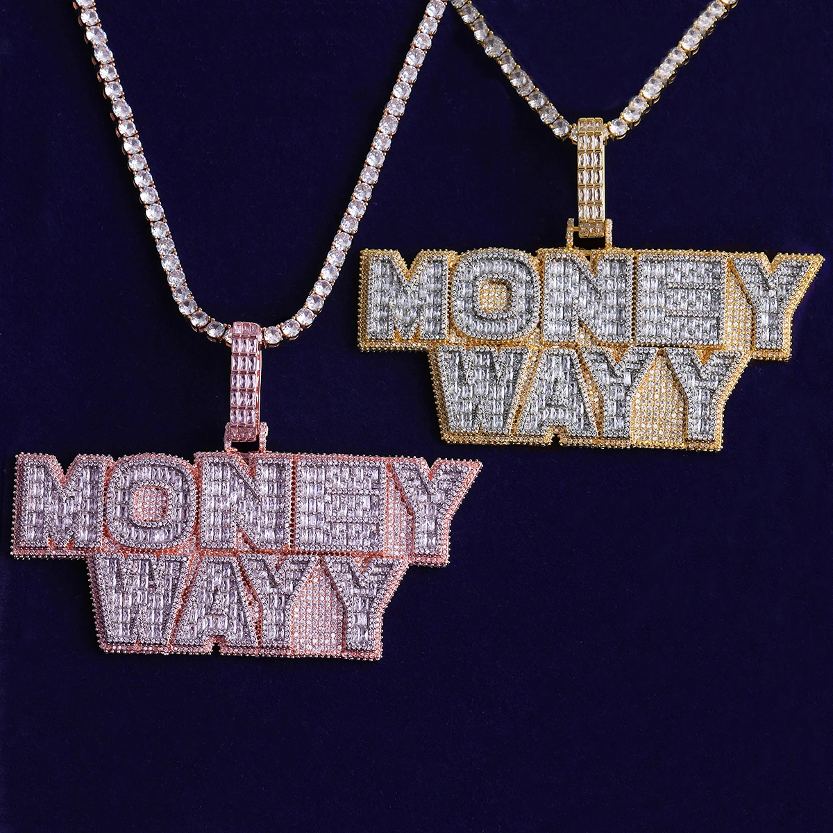 Bubble Letter Iced Out Custom Name Necklace Pendant for Men Real Gold Plated Hip Hop Jewelry