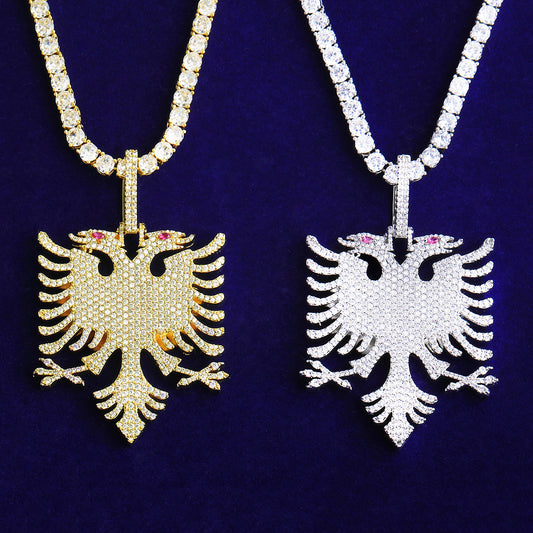 Bubble Letter Iced Out Phoenix Necklace Pendant for Men 5A Cubic Zirconia Gold Plated Hip Hop Jewelry