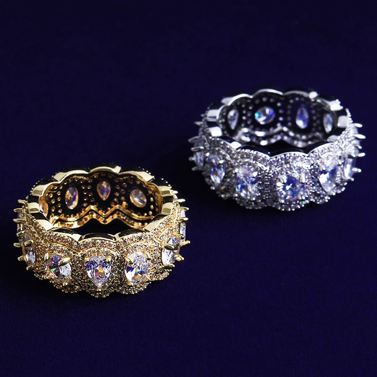 Bubble Letter Iced Out Multi Shape Stones Ring for Men Real Gold Plated Cubic Zirconia Hip Hop Jewelry
