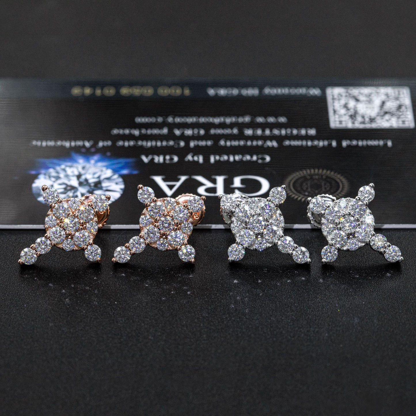 Bubble Letter Silver Moissanite VVS Round Cross Stud Earring for Men Hip Hop Jewelry