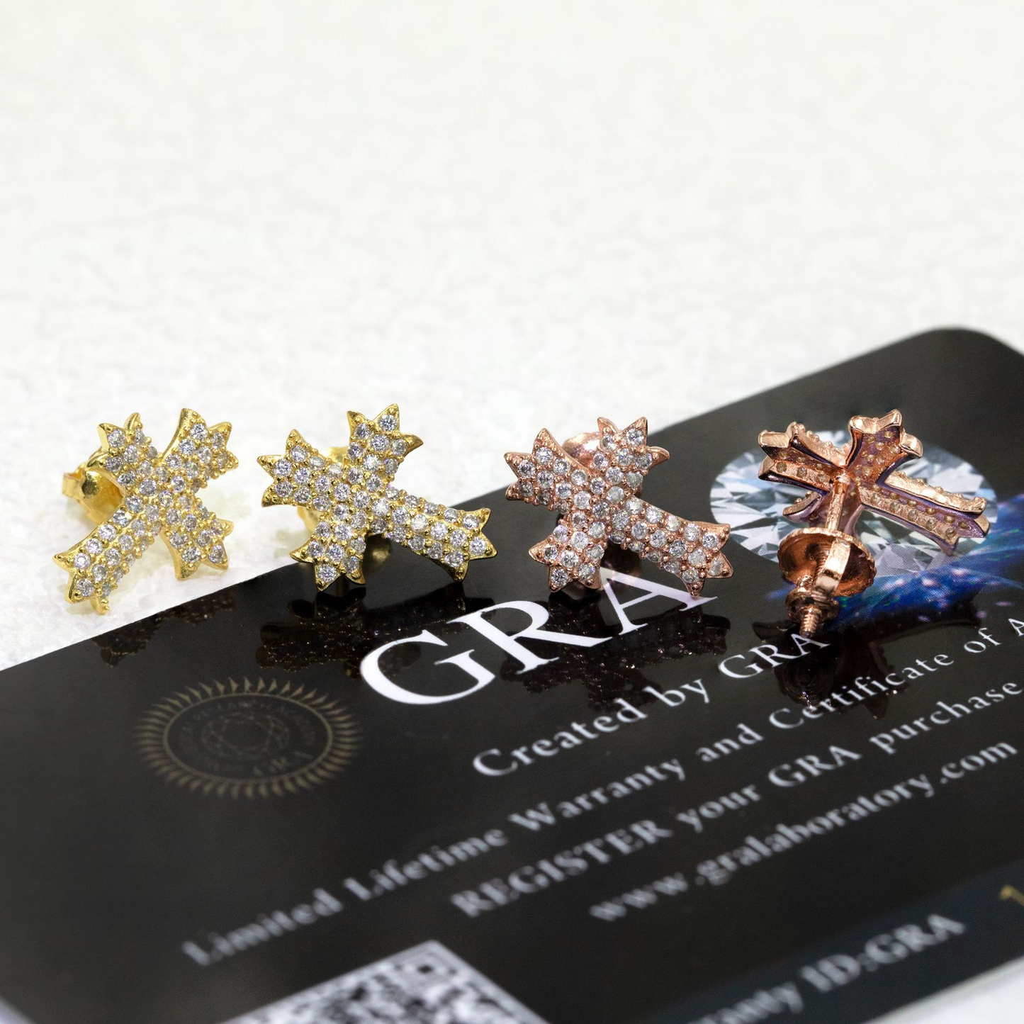 Bubble Letter Silver Moissanite VVS Chrome Cross Stud Earring for Men Hip Hop Jewelry