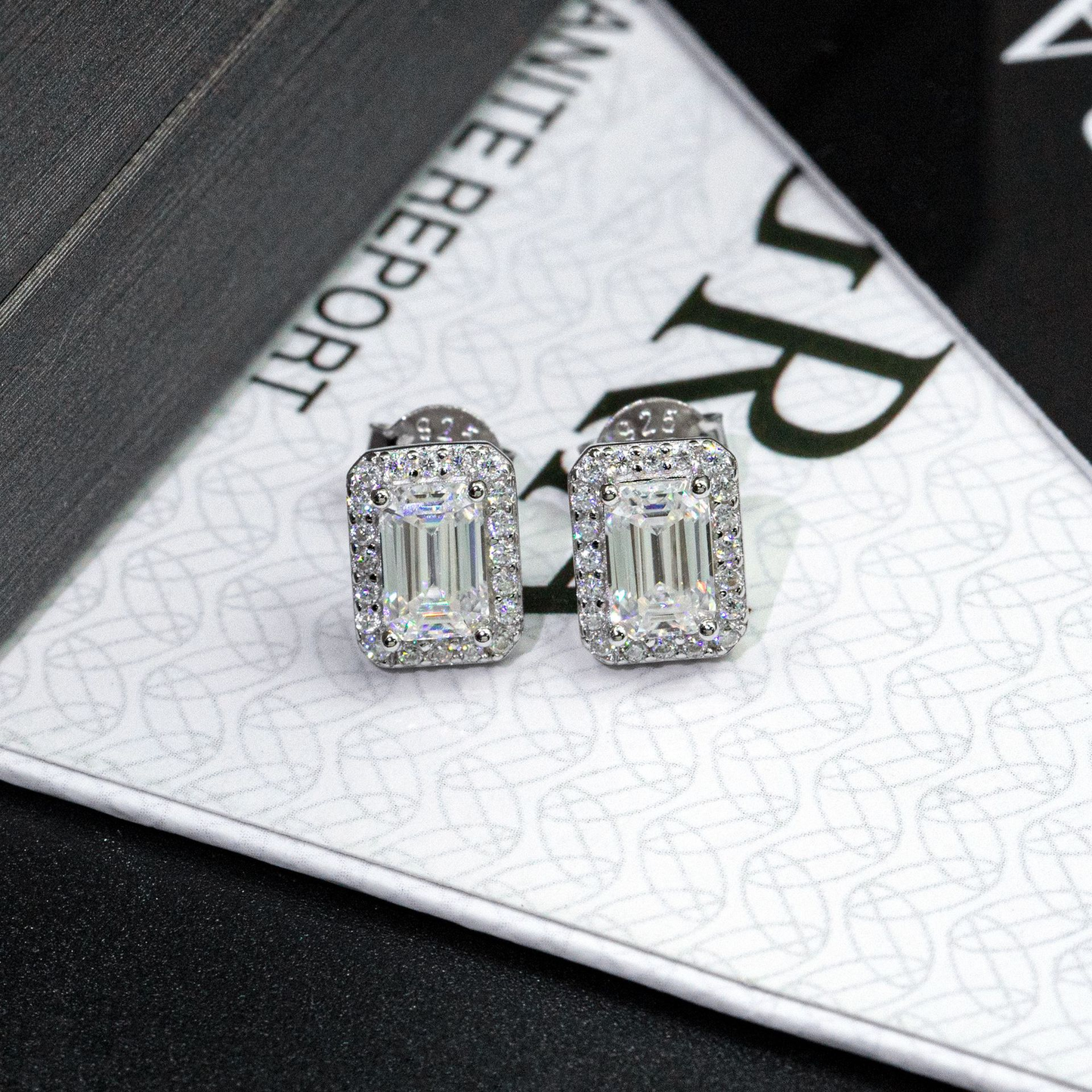 Bubble Letter Silver Moissanite VVS Rectangle Baguette Stud Earring for Men Hip Hop Jewelry