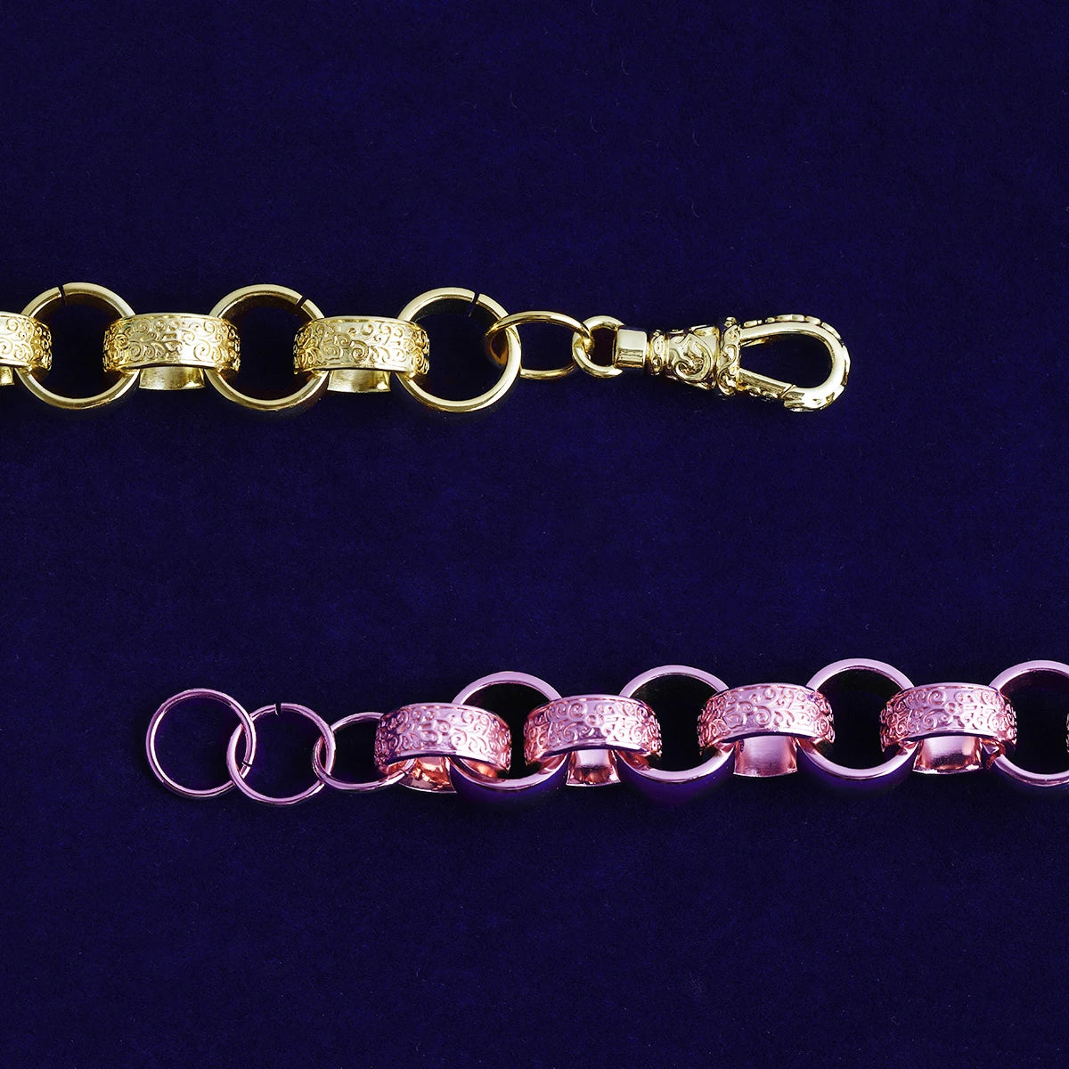 Bubble Letter 20mm Alternate Ornate Filigree Belcher Pattern Link Bracelet Real Gold Plated PVD Plate Hip Hop Jewelry