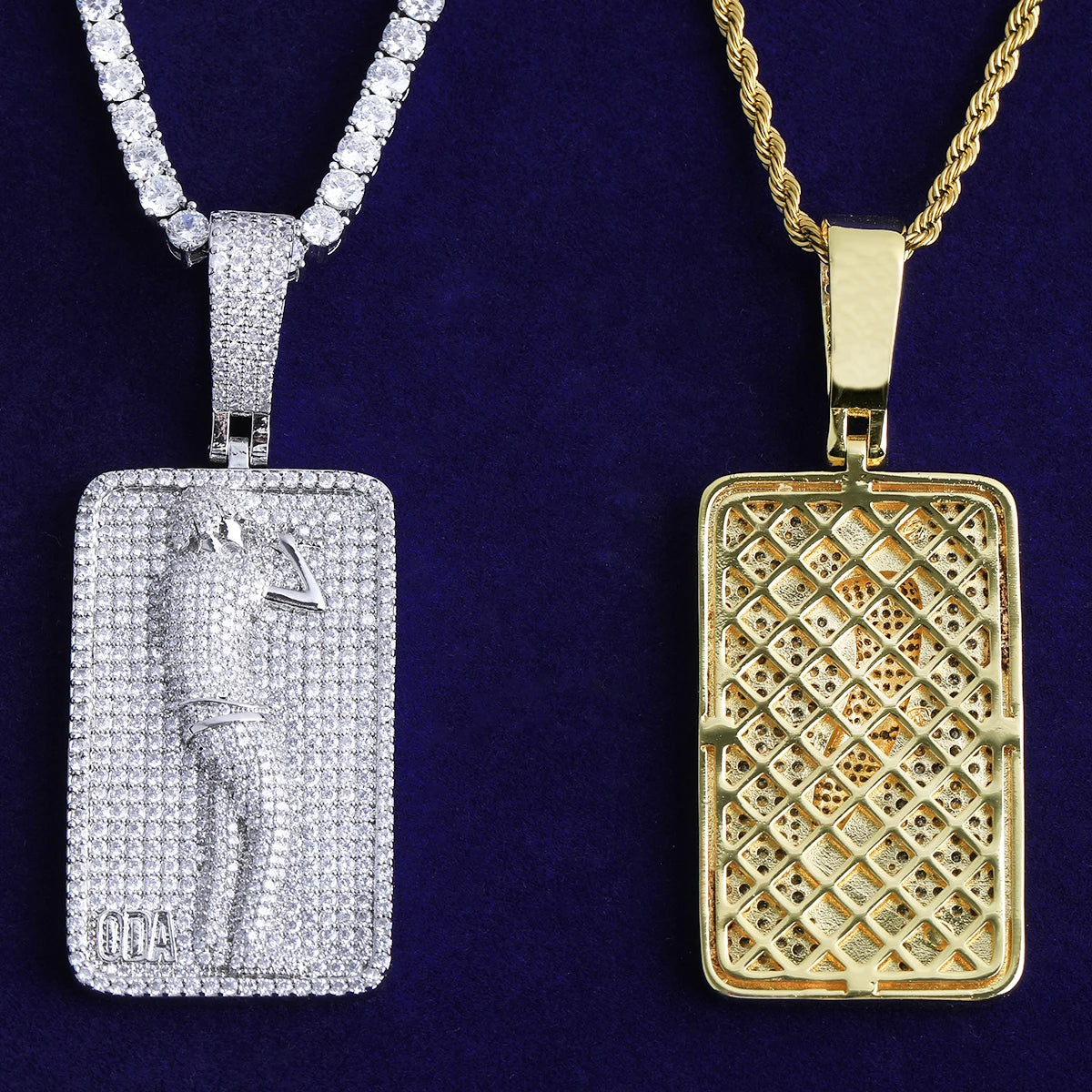 Bubble Letter Iced Out Dog Tag Singer Necklace Pendant for Men Real Gold Plated 5A Grade Hip Hop Jewelry