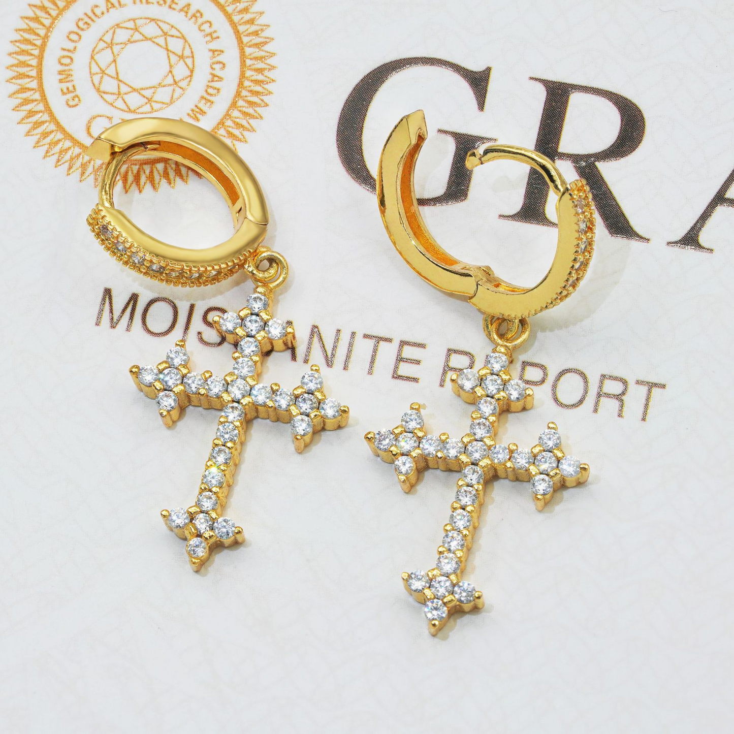 Bubble Letter Silver Moissanite VVS Cross Eardrop Earring for Men Hip Hop Jewelry