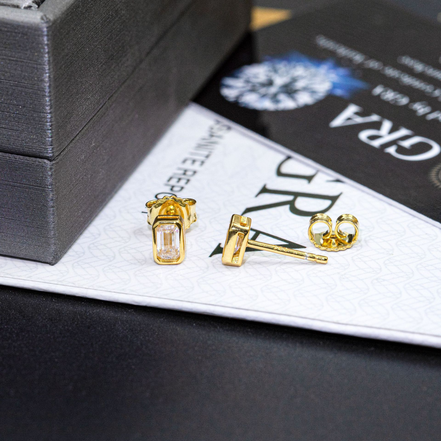 Bubble Letter Silver Moissanite VVS Rectangle Baguette Stud Earring for Men Hip Hop Jewelry