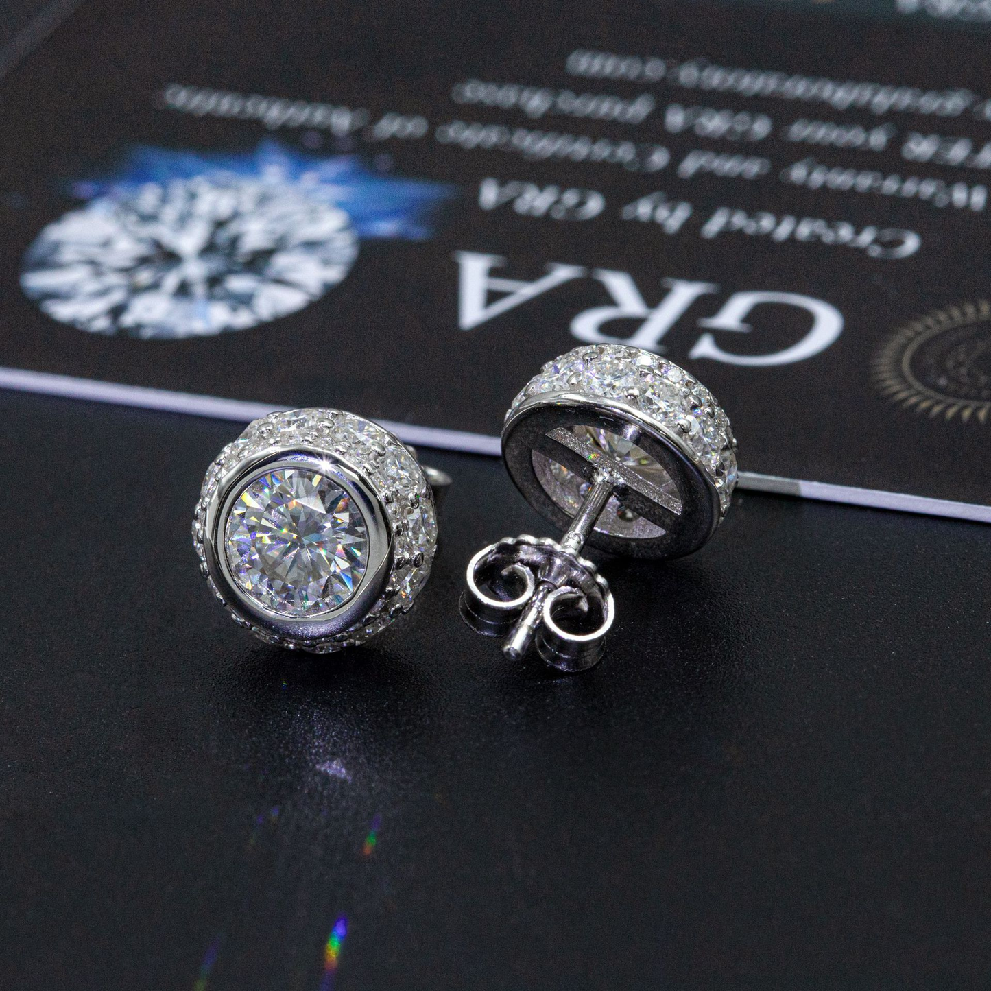 Bubble Letter Silver Moissanite VVS Round Stud Earring for Men Hip Hop Jewelry