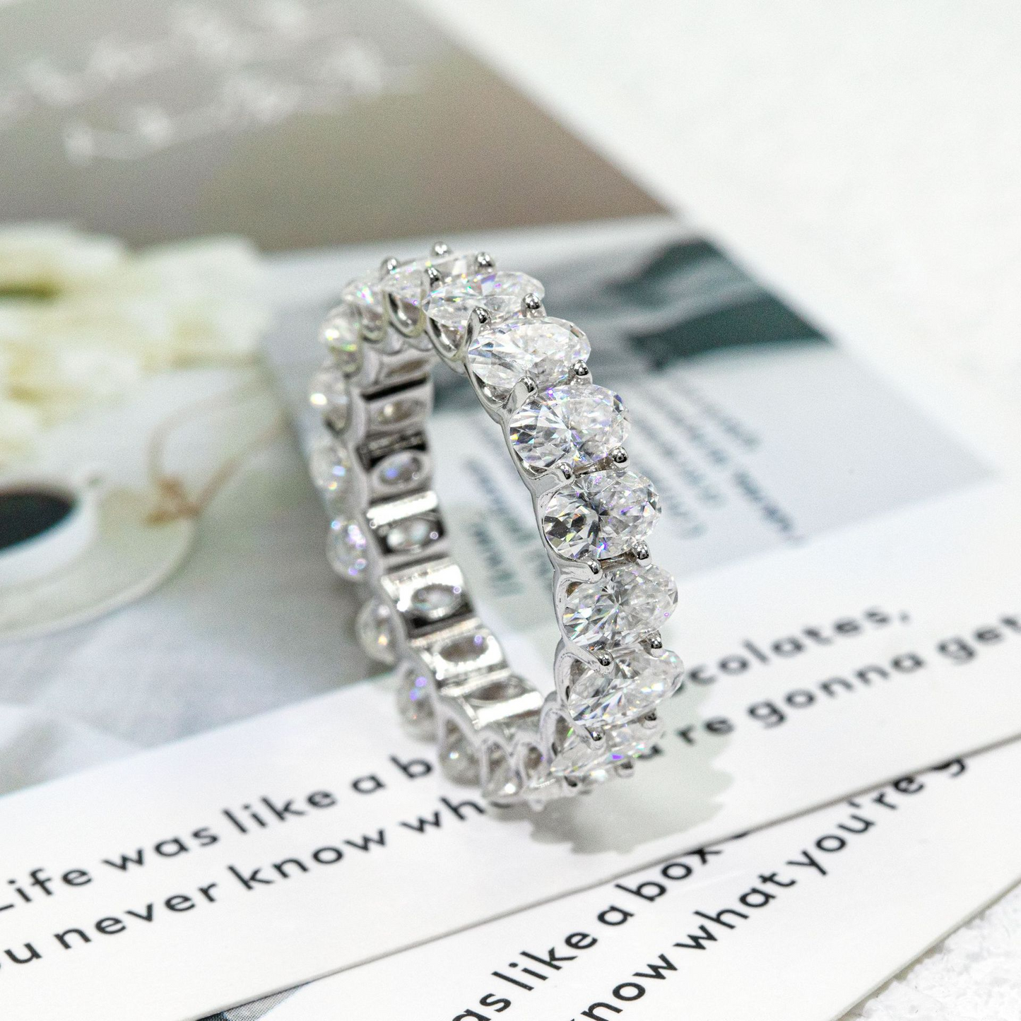 Bubble Letter Silver Moissanite VVS Oval Ring for Men Hip Hop Jewelry