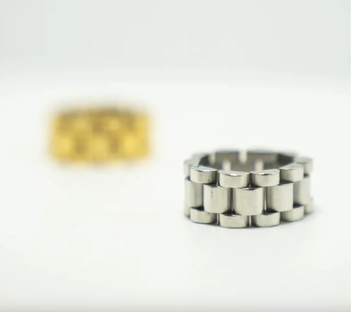 Bubble Letter Stainless Steel Watch Link Ring for Men PVD Plate Hip Hop Jewelry