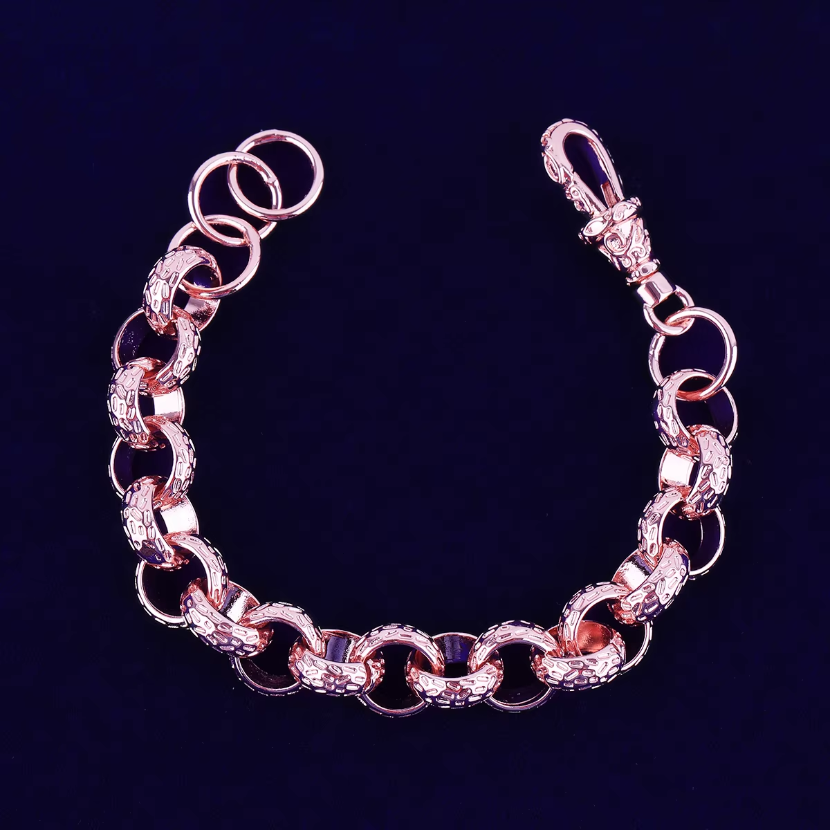 Bubble Letter Cuban Link Bracelet for Men Real Copper Hip Hop Jewelry