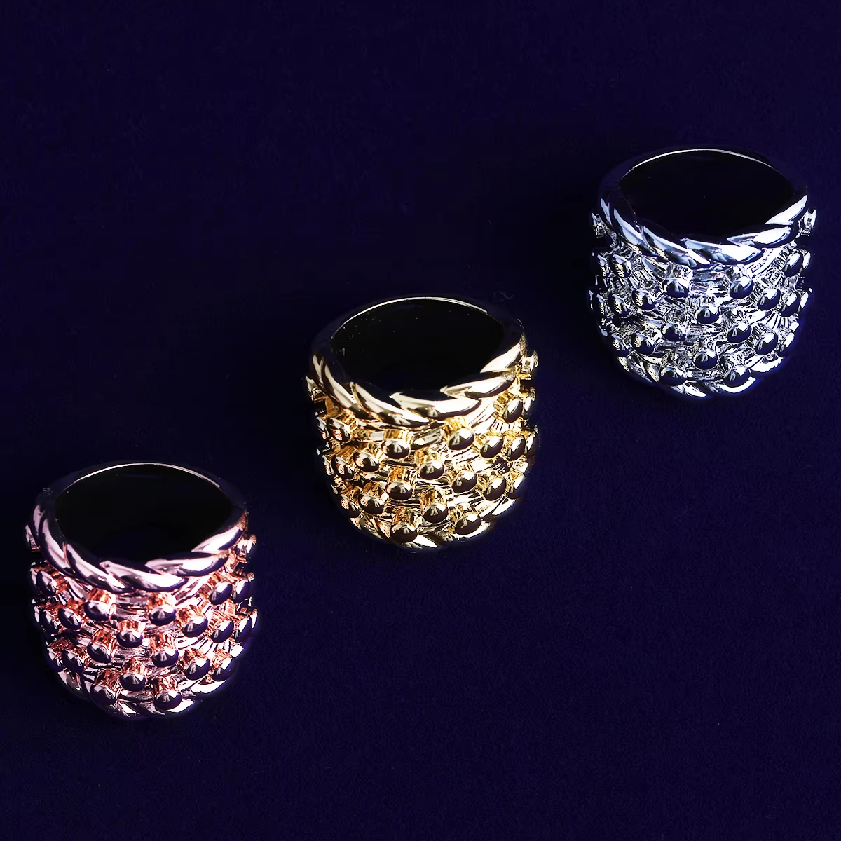 Bubble Letter Iced Out Nugget Ring for Men Real Gold Plated Cubic Zirconia Hip Hop Jewelry