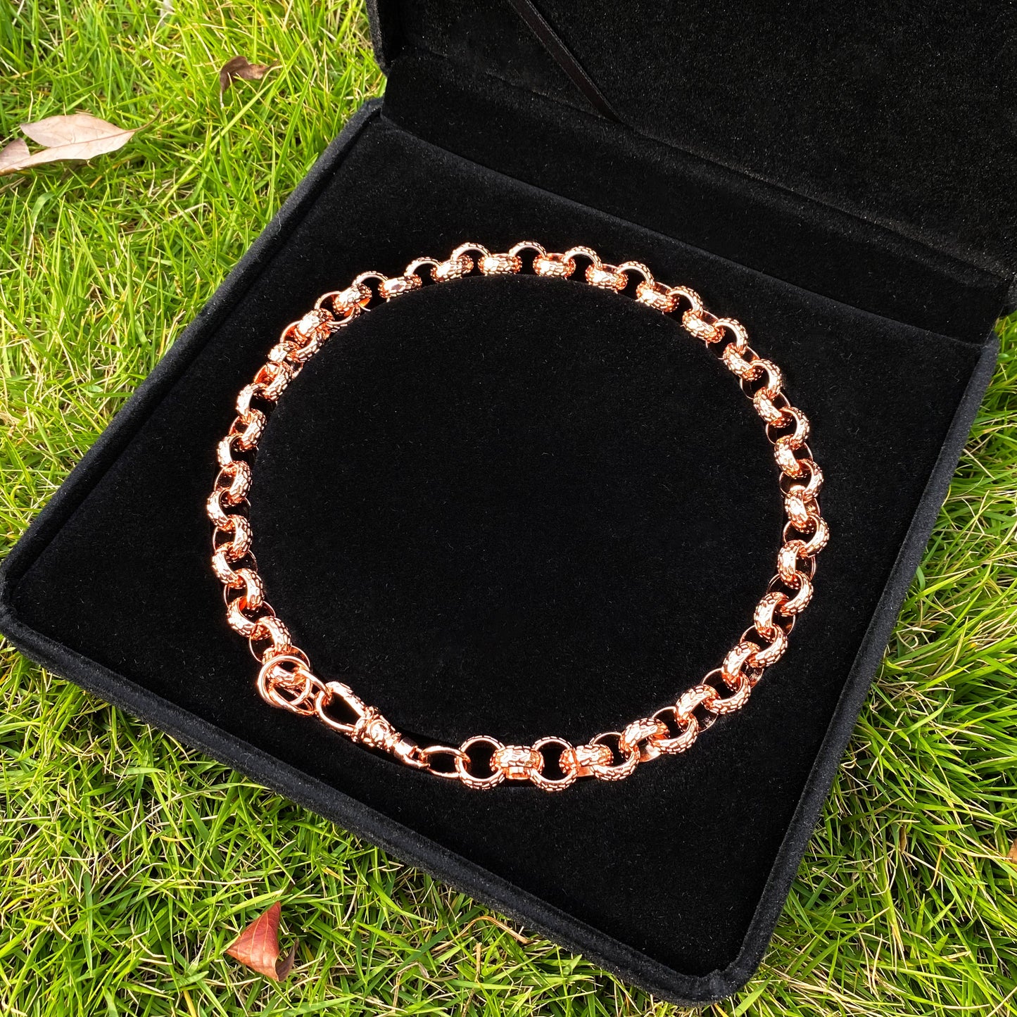 Bubble Letter Cuban Link Chain Necklace Choker for Men Real Copper Hip Hop Jewelry