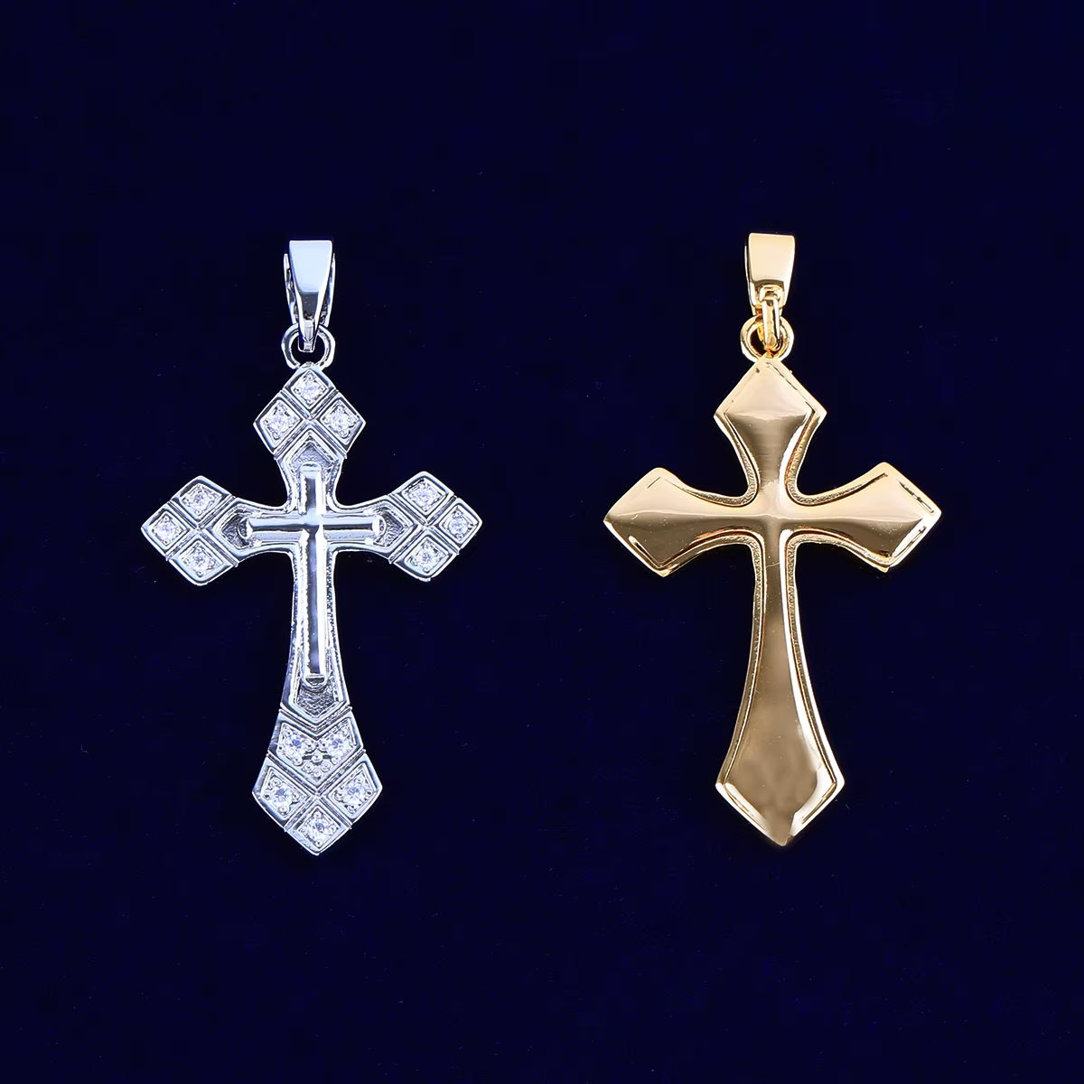 Bubble Letter Arrow Cross Necklace Pendant for Women Prong Setting Cubic Zirconia Hip Hop Jewelry