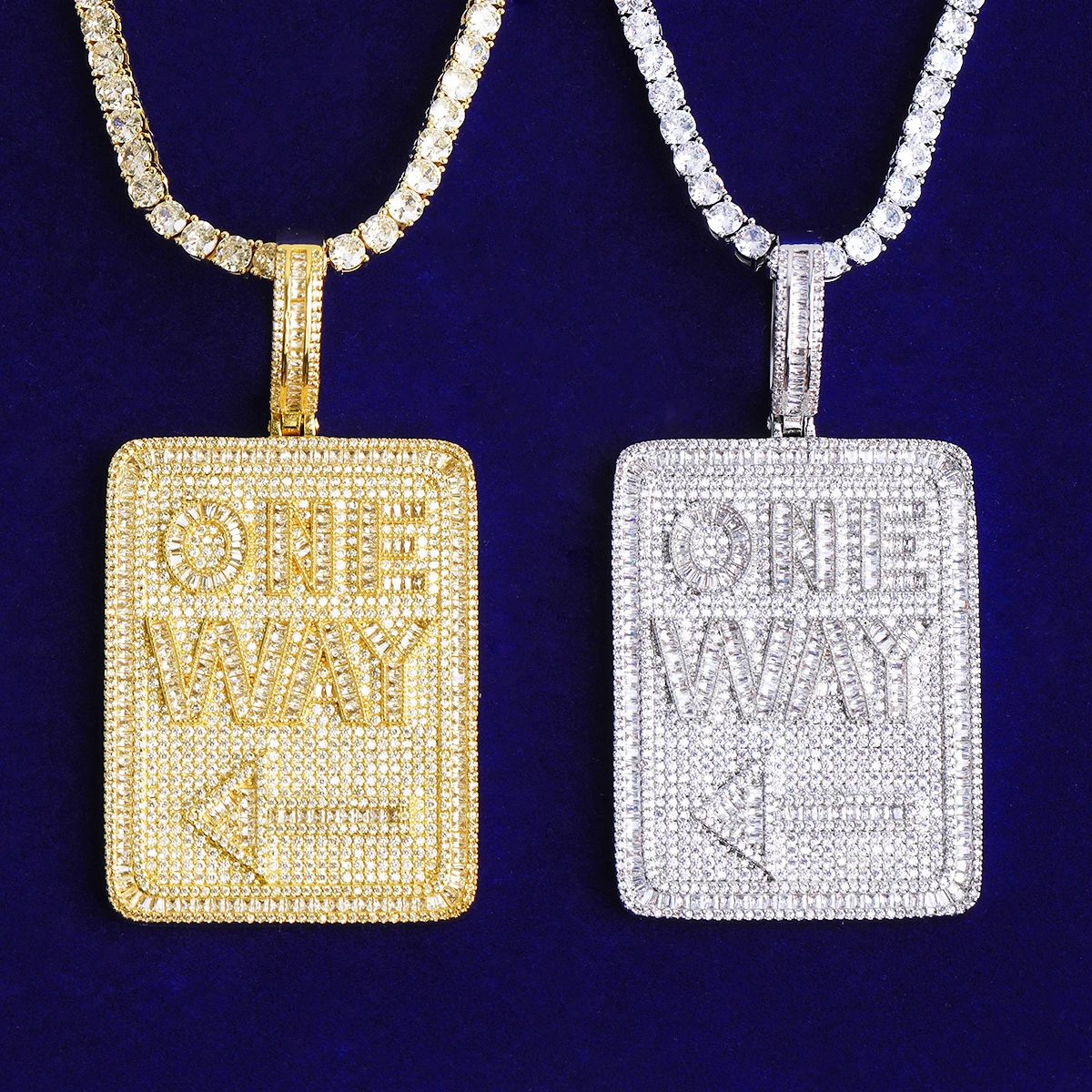 Bubble Letter Iced Out One Way Tag Necklace Pendant for Men Prong Setting 5A Cubic Zirconia Hip Hop Jewelry