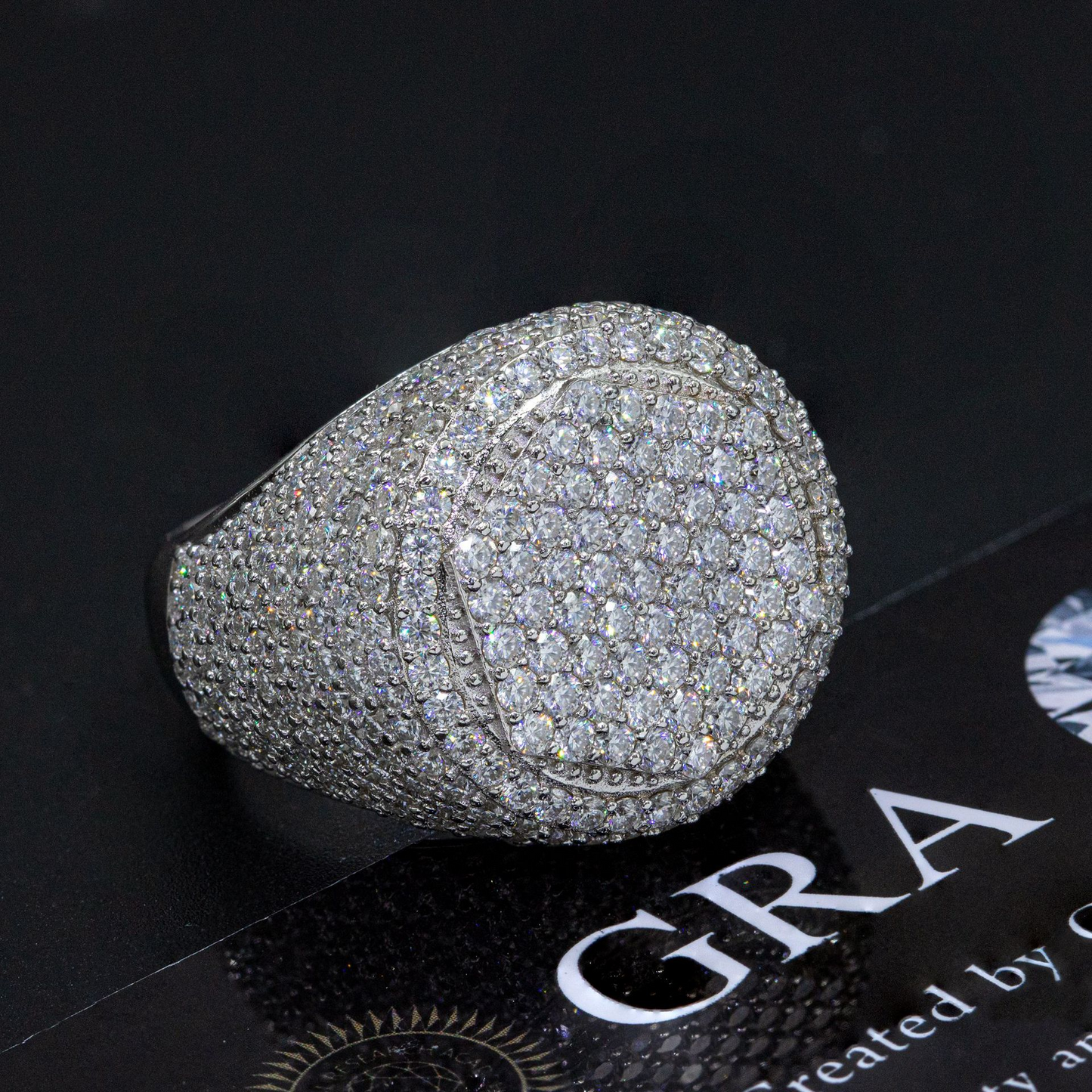 Bubble Letter Silver Moissanite VVS Seal Ring for Men Hip Hop Jewelry