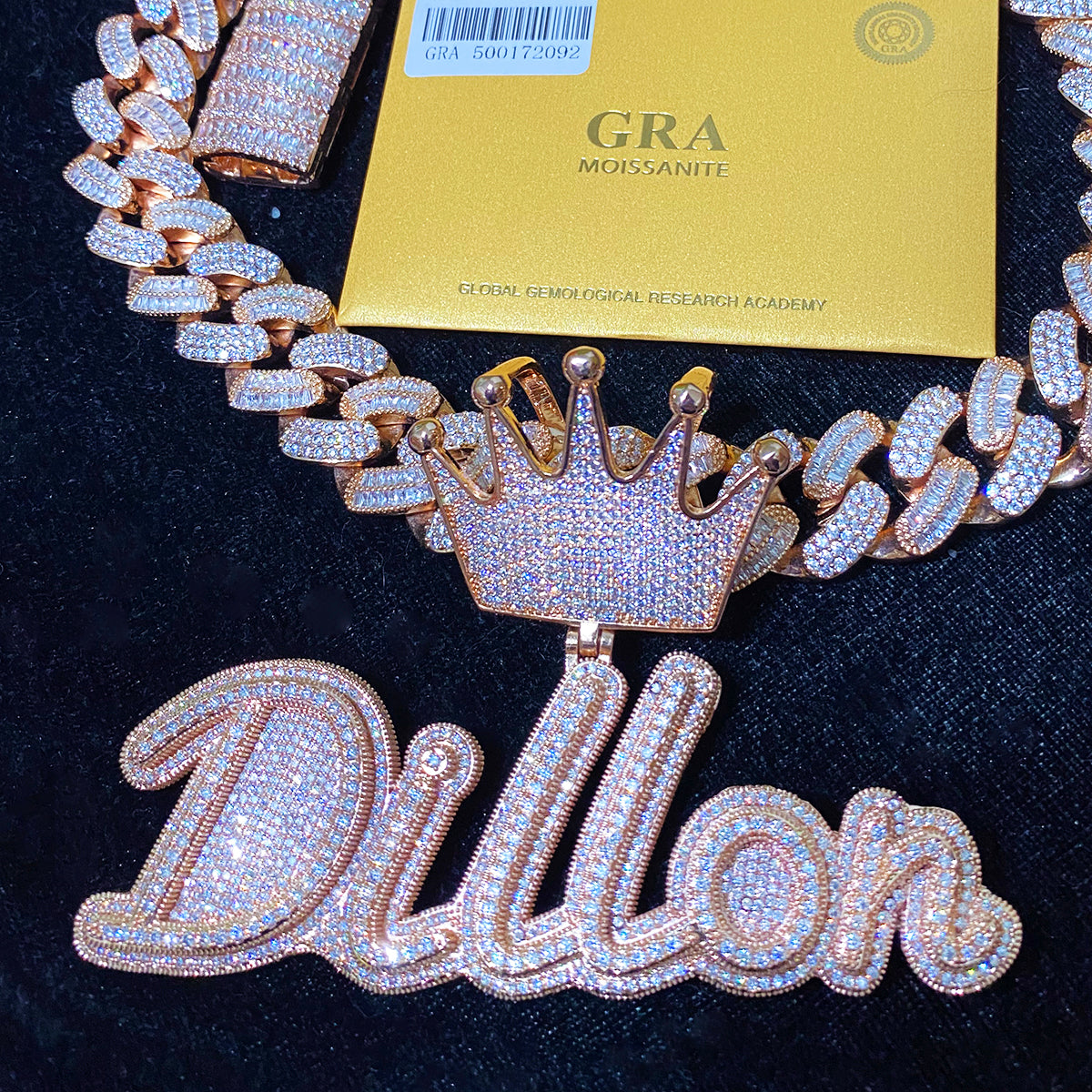 Bubble Letter Silver 925 Moissanite Iced Out Custom Name Necklace Pendant for Women Crown Bail Hip Hop Jewelry