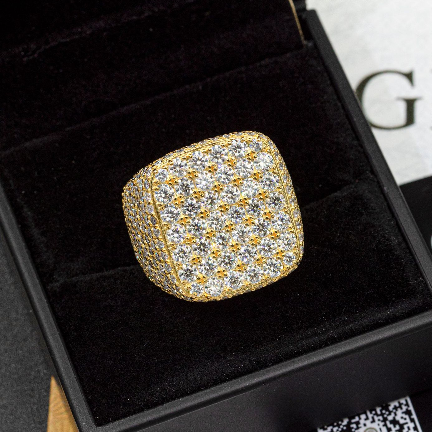 Bubble Letter Silver Moissanite VVS Square Top Ring for Men Hip Hop Jewelry