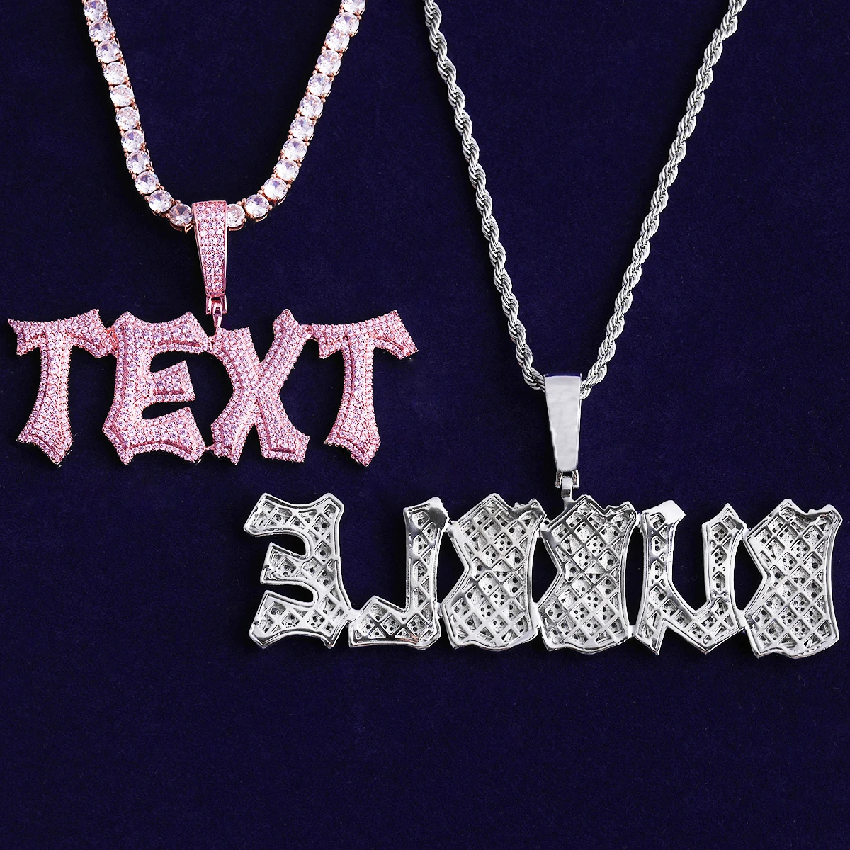 Bubble Letter Iced Out Custom Name Necklace Pendant for Men Paved Setting 5A Cubic Zirconia Hip Hop Jewelry