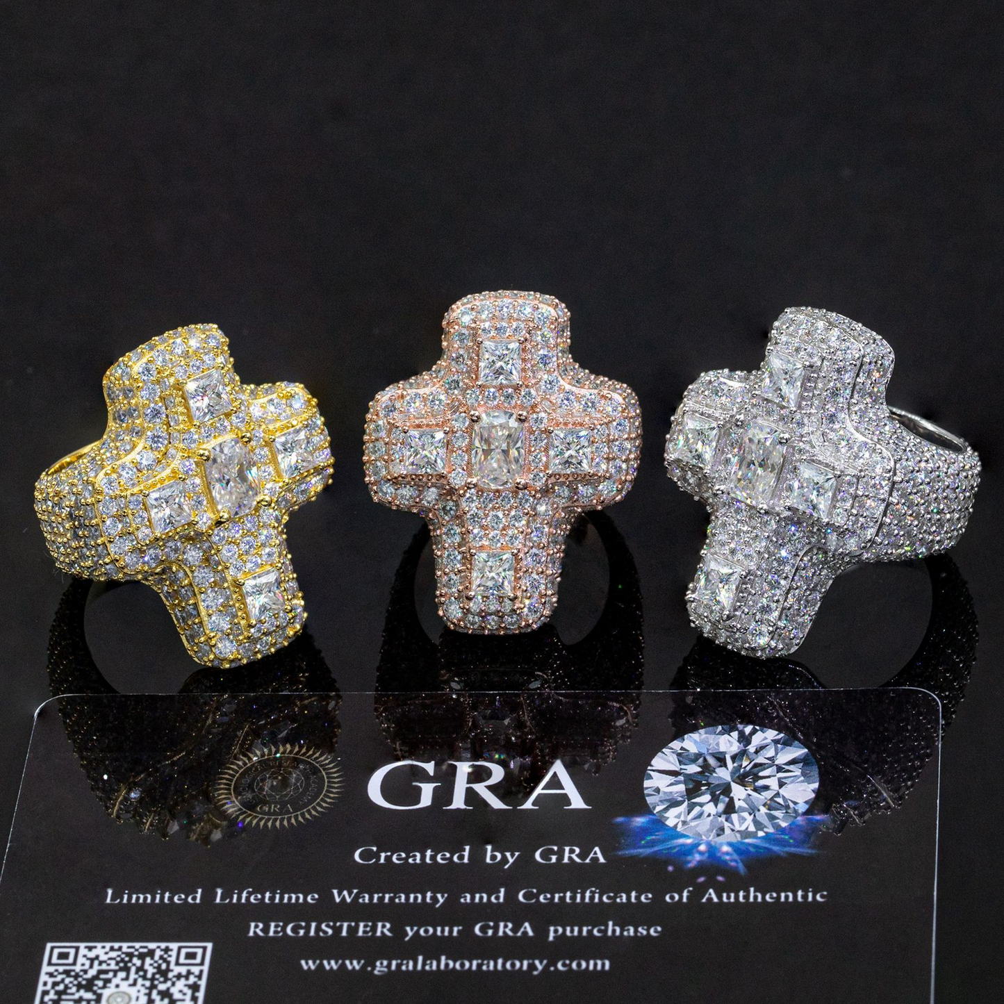 Bubble Letter Silver Moissanite VVS Baguette Cross for Men Hip Hop Jewelry