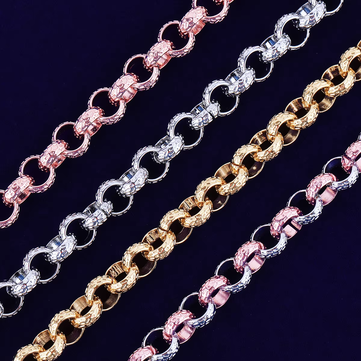 Bubble Letter Cuban Link Chain Necklace Choker for Men Real Copper Hip Hop Jewelry