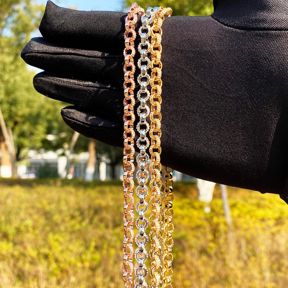 Bubble Letter Tiny Belcher Chain for Women Iced Out Necklace Choker Real Gold Plated Hip Hop Jewelry