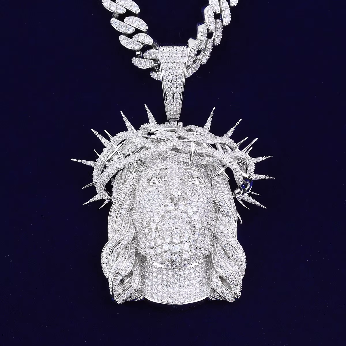 Bubble Letter Iced Out Ratten Jesus Necklace Pendant for Men Prong Setting Cubic Zirocnia Hip Hop Jewelry