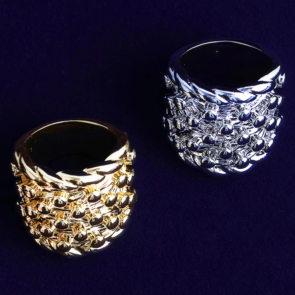 Bubble Letter Iced Out Nugget Ring for Men Real Gold Plated Cubic Zirconia Hip Hop Jewelry