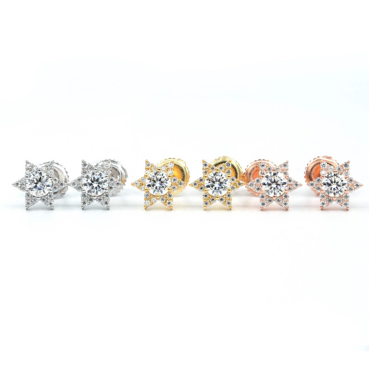 Bubble Letter Silver Moissanite VVS Sea Star Stud Earring for Men Hip Hop Jewelry
